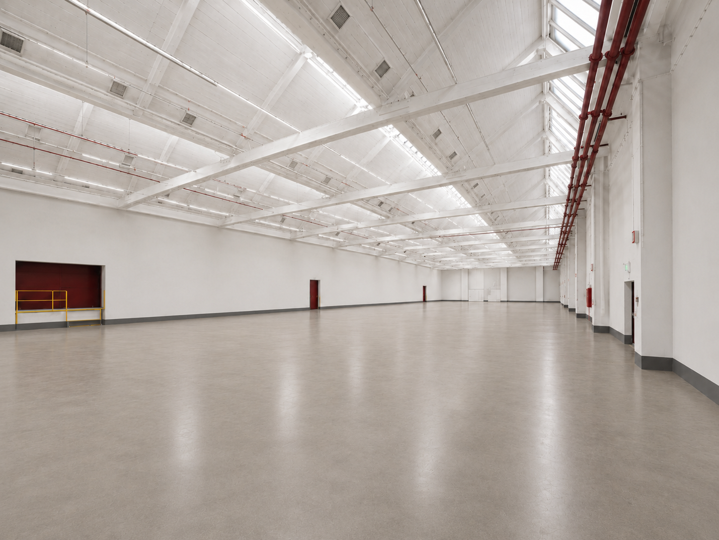 Helle Gewerbehalle im Erdgeschoss